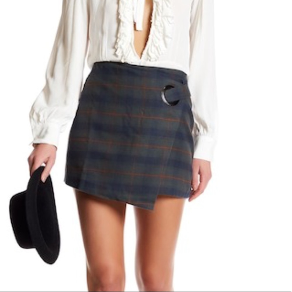 Free people plaid wrap skirt